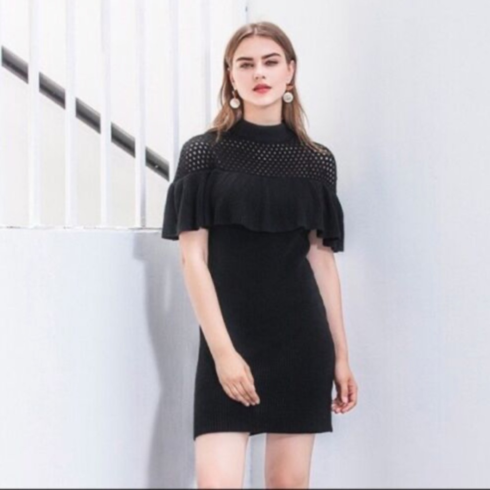 SELF-PORTRAIT
Yoke Frill Rib-Knit Pullover Sweaterdress